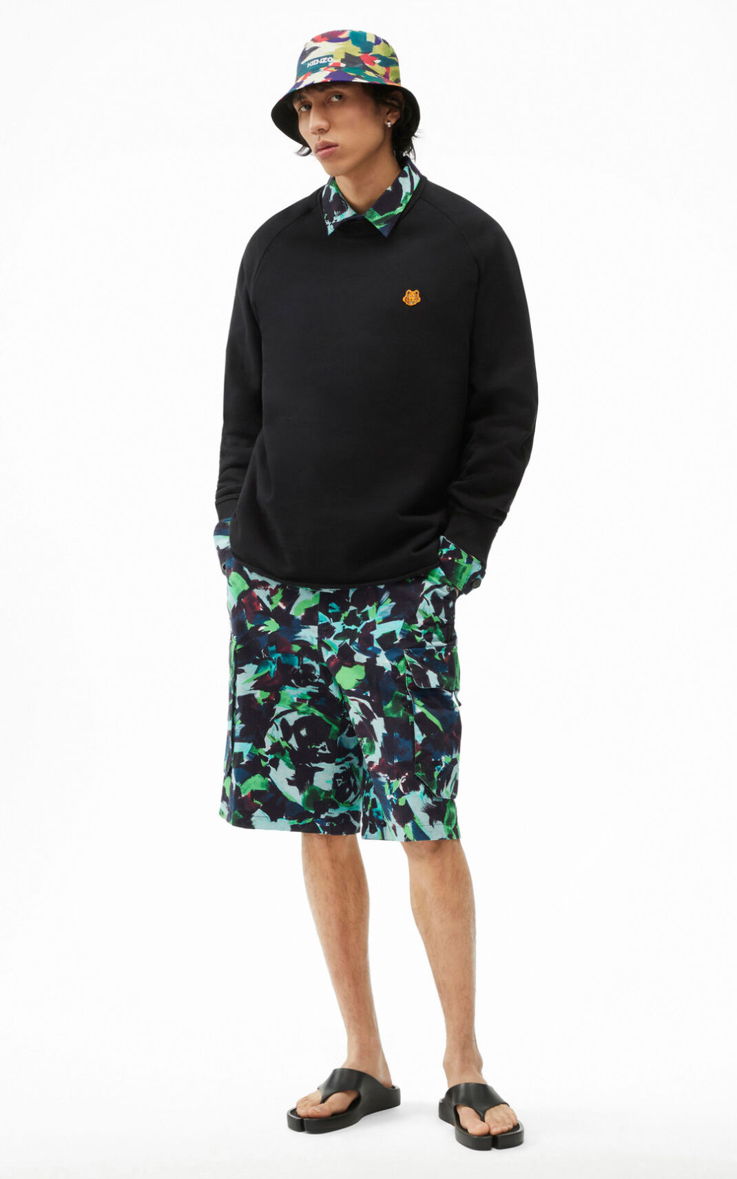 Kenzo Tiger Crest oversized Sweatshirt Erkek Siyah | 0586-SNGRJ